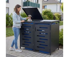 Juskys Šiukšlių dėžės laikymo dėžė Arel 136x120x80 cm antracito spalvos metalas
