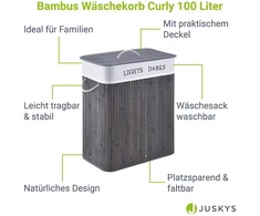 Juskys Skalbinių krepšys Skirtas garbanotiems plaukams 72 L 40x60 cm pilkas