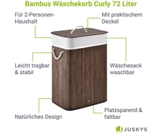 Juskys Skalbinių krepšys Skirtas garbanotiems plaukams 72 L 40x30x60 cm rudas