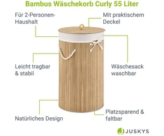 Juskys Skalbinių krepšys Skirtas garbanotiems plaukams-Round Ø 35 x 60 cm natūralus