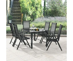 Lauko baldų komplektas Juskys Sodo baldų komplektas Milano 7 dalių 80x80x74 cm tamsiai pilkas aliuminis