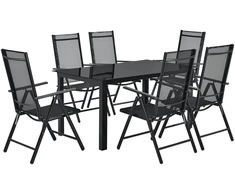 Lauko baldų komplektas Juskys Sodo baldų komplektas Milano 7 dalių 80x80x74 cm tamsiai pilkas aliuminis
