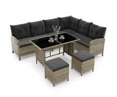 Lauko baldų komplektas Juskys Sodo baldų poilsio komplektas Manacor 228x178x80 cm Pilkas poliratanas