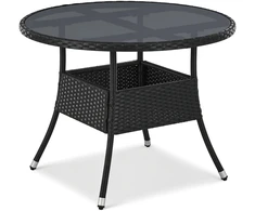 Juskys Sodo stalas Yoro 80x73 cm Juodas Poliratanas