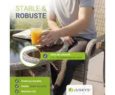 Juskys Sodo stalas Yoro 80x73 cm Juodas Poliratanas