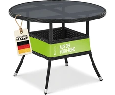 Juskys Sodo stalas Yoro 80x73 cm Juodas Poliratanas