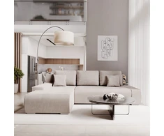 Juskys Sofa Iseo su kairiuoju otomanu 260x180x81 cm smėlio spalvos