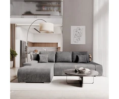 Juskys Sofa Iseo su kairiuoju otomanu 260x180x81 cm tamsiai pilka