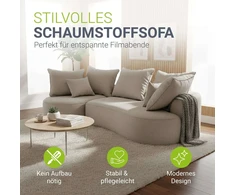 Juskys Sofa Tirano 300x83x155 cm Smėlio spalvos veliūro apmušalas