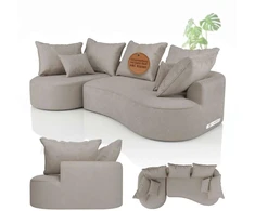 Juskys Sofa Tirano 300x83x155 cm Smėlio spalvos veliūro apmušalas
