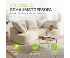 Juskys Sofa Tirano su dešine pufu 250x56x155 cm kreminė