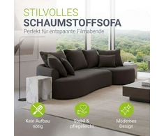 Juskys Sofa Tirano su dešine pufu 300x83x155 cm tamsiai pilkas veliūras
