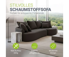Juskys Sofa Tirano su dešine pufu 300x83x155 cm tamsiai pilkas veliūras