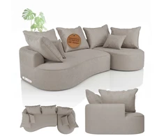 Juskys Sofa Tirano su dešine pufu, veliūras, smėlio spalva