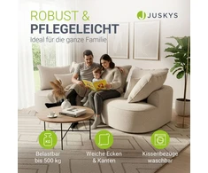 Juskys Sofa Tirano su kairiuoju pufiku, bouclé, kreminė