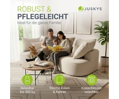 Juskys Sofa Tirano su kairiuoju pufiku, bouclé, kreminė