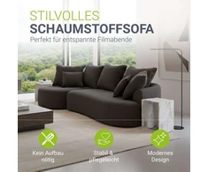 Juskys Sofa Tirano su kairiuoju pufu 300x83x155 cm tamsiai pilkas veliūras
