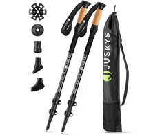 Juskys Trekking lazdų rinkinys, 2 vnt., reguliuojamas 65-135 cm, juodos spalvos