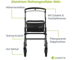 Juskys Vidaus vaikštynė su transportavimo krepšiu 56x66x90-103 cm juoda