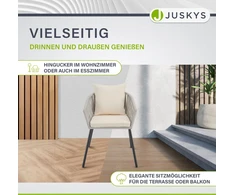 Juskys Virviniai kėdės, 2 vnt., su sėdynės ir atlošo pagalvėlėmis, šviesiai pilkos spalvos