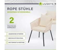 Juskys Virviniai kėdės, 2 vnt., su sėdynės ir atlošo pagalvėlėmis, smėlio spalvos