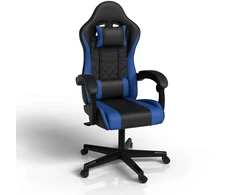 Juskys Žaidimų kėdė HyperSeat 63x67x121–131 cm Juoda/Mėlyna PVC oda