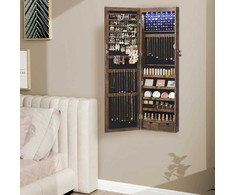 Papuošalų spinta SONGMICS su veidrodžiu ir LED apšvietimu, 37x10x120 cm