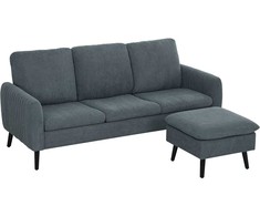 HOMCOM Kampinė sofa su miegamąja funkcija Sofa su kojūgaliais, 3 pagalvėlės, kampinė sofa L formos sofa svetainei, miegamajam 196 x 140 x 88 cm Pilka