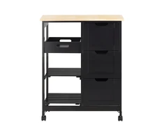 Sobuy Rolling Cart Serving Cart Storage Cabinet Virtuvės sala ant ratų FKW79-SCH
