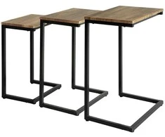 Sobuy 3 dalių rinkinys, Kavos staliukas, juoda + ruda, FBT102-F
