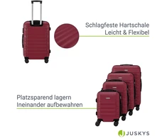Kelioninis Juskys Kietasis lagaminų rinkinys Rom 4 vnt raudonas