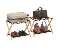 Kelioninis Promotions Lagaminų stovas rinkinys 68x46x53 cm natūralus bambukas