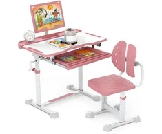 Kelioninis Promotions Vaikų rašomasis stalas ir kėdžių komplektas, 80x50x82-99 cm, rožinė