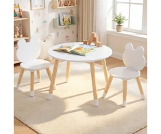 Kelioninis Promotions Vaikiškas stalas ir kėdžių rinkinys 60x60x44 cm, baltos spalvos, medinis