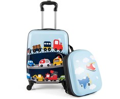 Kelioninis Promotions Vaikiškų lagaminų rinkinys, 16 colių ratukinis lagaminas ir 13 colių kietu lukštu kuprinė, mėlynas