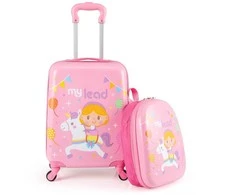 Kelioninis Promotions Vaikiškų lagaminų rinkinys, 16x13 colių, rožinės spalvos vienaragiai