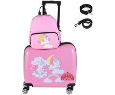 Kelioninis Promotions Vaikiškų lagaminų rinkinys 2 vnt. 47 cm lagaminas ir 28 cm kuprinė rožinė