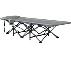 Outsunny sulankstoma lova, skirta stovyklavimui, su čiužiniu, pagalve, šonine kišene, 187 x 67 x 37 cm, lovai svečiams, iki 150 kg, stovyklavimo gultas suaugusiems, sulankstoma lova laukui, sodui, stovyklavimui, kelionėms, pilka spalva