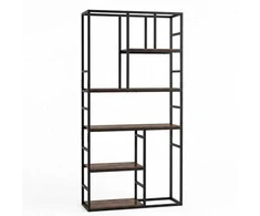 KNYGA Promotions Knygų lentyna, 5 pakopų atvira lentyna, 30x90x180 cm, balta, metalinis rėmas