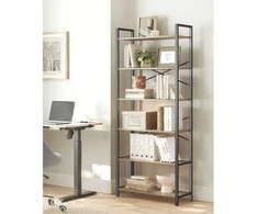 Songmics Vasagle 6 lygių knygų spinta 30 x 80 x 186 cm tamsiai riešutmedžio spalvos-juoda