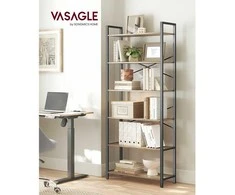 Songmics VASAGLE knygų lentyna, 6 lygiai, 30 x 80 x 186 cm, tamsiai riešutmedžio spalvos-juodos spalvos