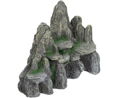 Relaxdays Akvariumo dekoracija, akmens formacija, 21x24x14 cm, pilkai žalia