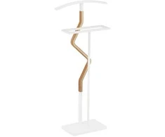 Relaxdays Baltas medinis ir metalinis kostiumo stovas