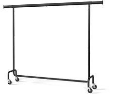 Songmics Drabužių lentyna ant ratukų 45 x (160-200) x 162,9 cm matinė juoda