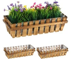 Relaxdays Gėlių dėžė, 12x45x19.5 cm, Natūrali