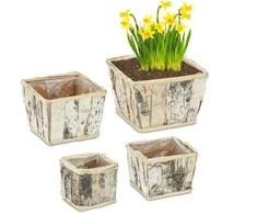 Relaxdays Gėlių vazonų rinkinys, 4 dalys, 12x13.5x13.5 cm, balta