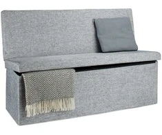 Relaxdays Laikymo suoliukas su ottomanu, 73x114x38 cm, pilka