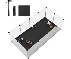 Songmics Mažų gyvūnų aptvaras su pagrindo plokštėmis 143 x 73 x 46 cm