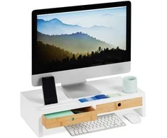 Laikiklis Relaxdays Monitoriaus stovas, 12x55,5x27 cm, balta