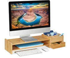 Laikiklis Relaxdays Monitoriaus stovas, 13x70x19 cm, natūralus